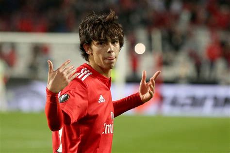 Benfica's Portuguese forward Joao Felix celebrates after scoring a ...