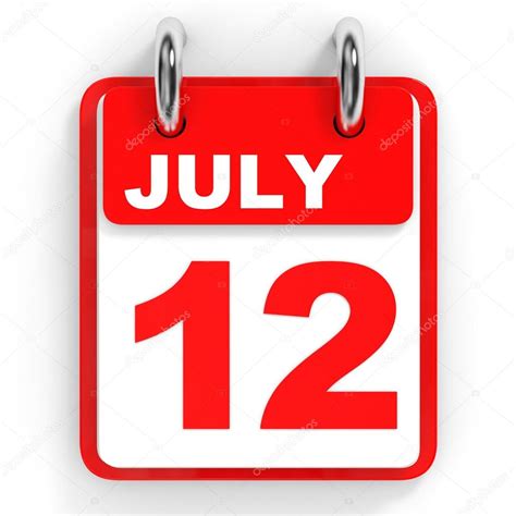 Calendar on white background. 12 July. — Stock Photo © iCreative3D ...