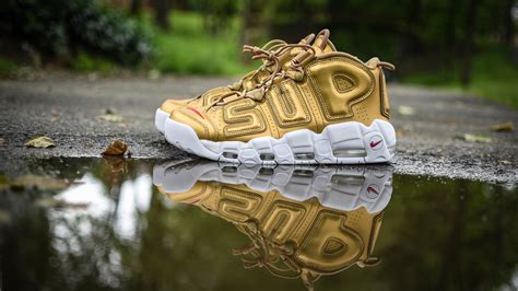 Supreme Unpaired Gold And White Nike Shoe Near Trees 4K HD Wallpapers ...