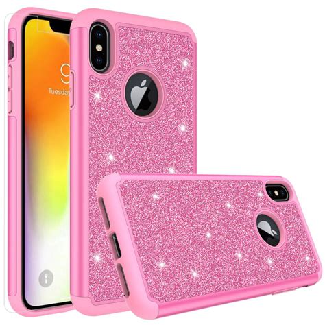 Apple iPhone Xs Max Case, Glitter Cute Phone Case[Screen Protector] Bling Diamond Rhinestone ...