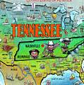 Tennessee USA Cartoon Map Canvas Print / Canvas Art by Kevin Middleton