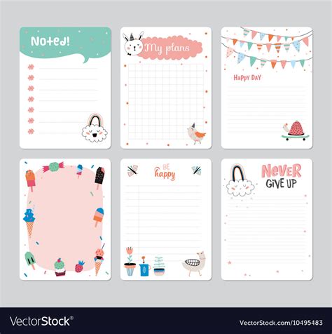 Cute calendar daily planner Royalty Free Vector Image