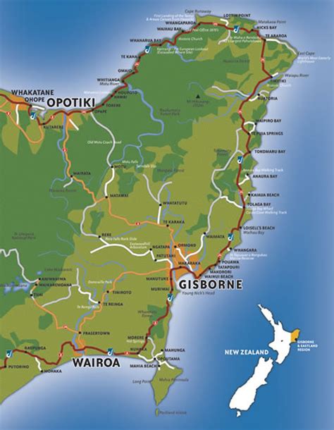 Gisborne Map - New Zealand