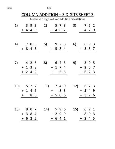 Math Worksheets Grade 4 Addition