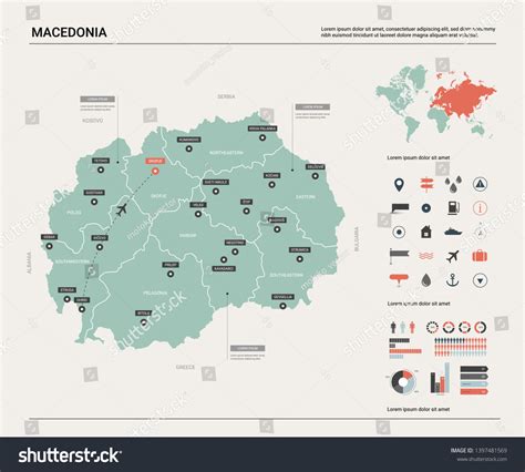 Vector map of Macedonia. Country map with - Royalty Free Stock Vector ...