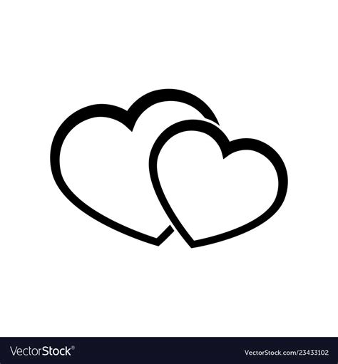 Two hearts line icon on white background Vector Image