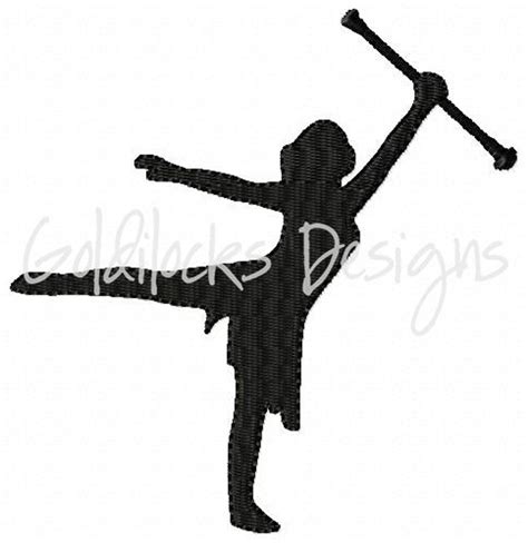 Baton Twirler Dancing 2 Silhouette Embroidery Design 3 Sizes - Etsy