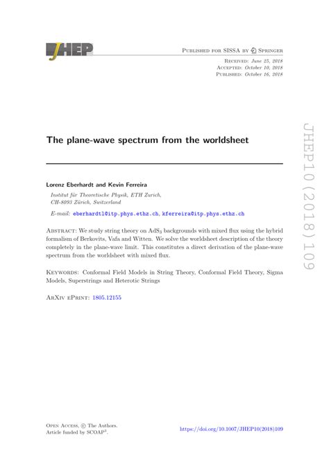 (PDF) The plane-wave spectrum from the worldsheet