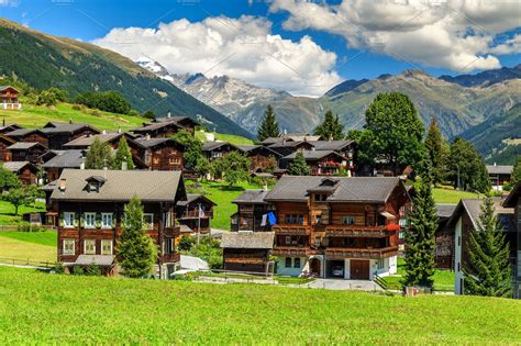 Traditional alpine village | Architecture Stock Photos ~ Creative Market