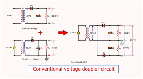 DC Voltage Doubler and Voltage Multiplier Circuits working | ElecCircuit