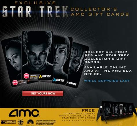 AMC Theatres Gift Cards Feature Star Trek Charecters | Cash-in your gift cards