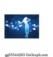 4 Sexy Young Women Dancing On Vector Lens Flare Clip Art | Royalty Free - GoGraph