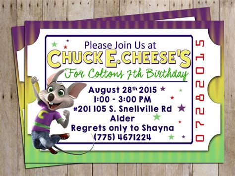 Printable Chuck E Cheese Invitations