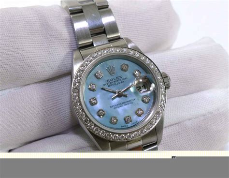 Ladies Rolex Datejust Blue MOP Diamond Dial & Bezel 26mm Box Booklets