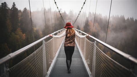 Girl Walking On Switzerland Mountains Bridges 4k Wallpaper,HD Girls Wallpapers,4k Wallpapers ...