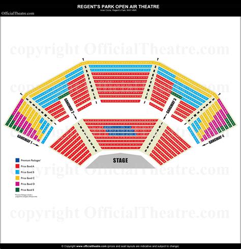 Regents Park Open Air Theatre London seat map and prices