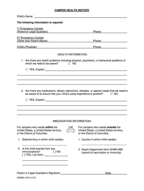 Dhmh 4768 Health Form - Fill Online, Printable, Fillable, Blank | pdfFiller