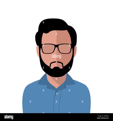 Vector dark hair man with black glasses and a black beard Stock Vector Image & Art - Alamy