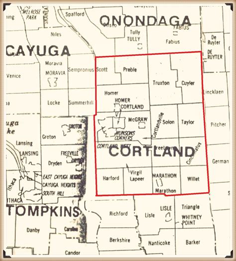 Cortland County original townships map | Township, Cortland, Genealogy ...