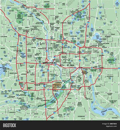 Minneapolis - St Paul Metropolitan Area Map Stock Photo & Stock Images ...