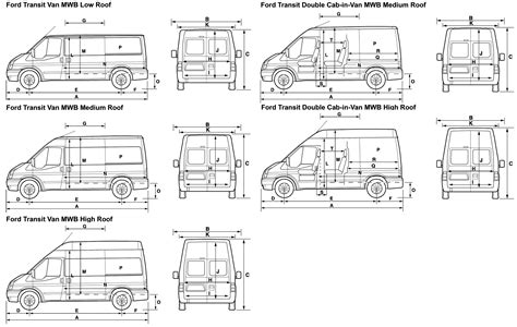 2008 Ford Transit 120 MWB Van blueprints free - Outlines