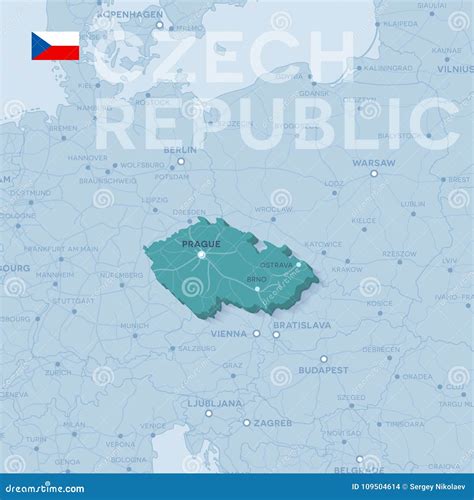 Map of Cities and Roads in Czech Republic. Stock Vector - Illustration ...