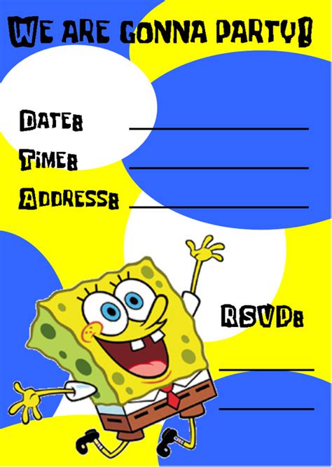 Free Printable Spongebob Birthday Invitations for Andrew | Spongebob birthday, Spongebob ...