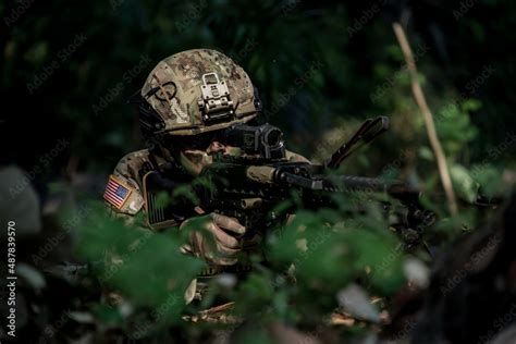 Us army Commando in action. command rangers during the military ...