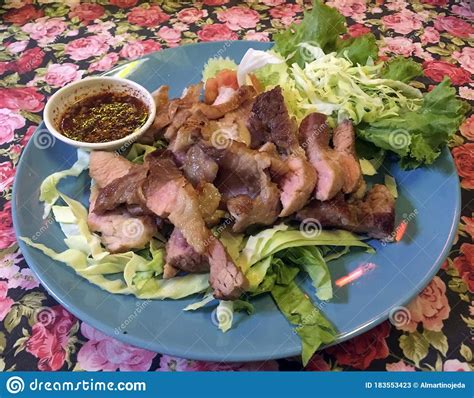 Thai Food in Sukhothai, Thailand. Meat with Vegetables. Stock Image ...