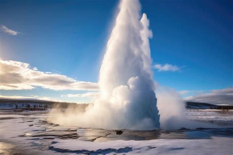 Premium AI Image | a geyser erupting in a snowy area