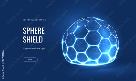 Energy shield geometric hexagon vector illustration on a blue ...