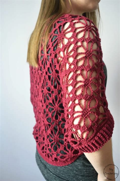 Meadow Lace Shrug free crochet pattern - Mycrochetory