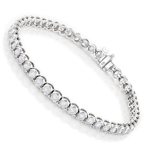 Luxurman 14K White Gold Round Diamond Tennis Bracelet Half Bezel Setting 6ct 004969