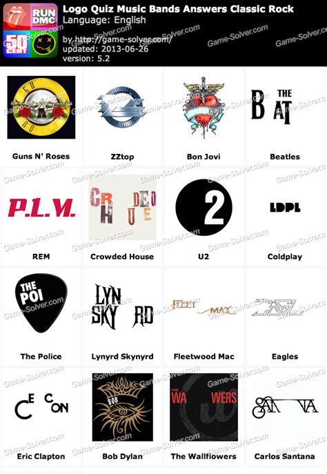 Logo Quiz Music Bands Answers Classic Rock • Game Solver