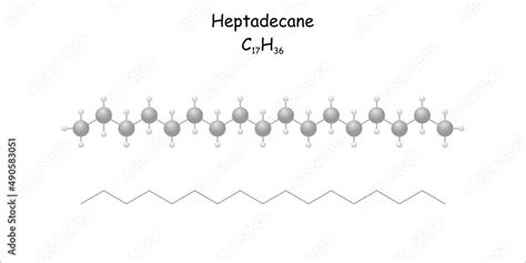 Stylized molecule model/structural formula of the hydrocarbon heptadecane. Stock Vector | Adobe ...