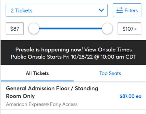 Amex ticket presale : r/amex