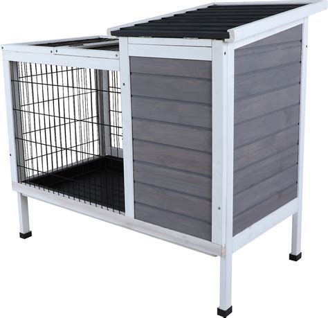 Petsfit Wooden Rabbit Hutch, Gray - Chewy.com