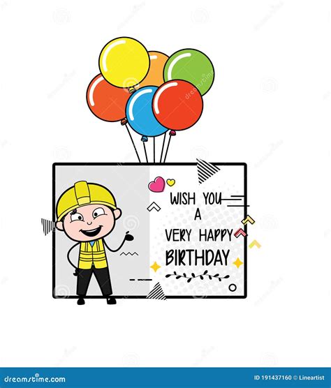 Cartoon Engineer Happy Birthday Wishes Stock Illustration ...