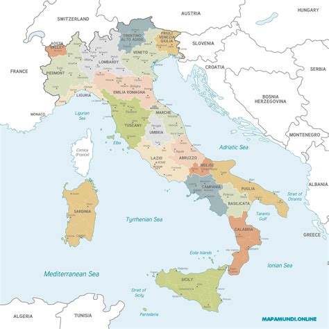 Mapa De Italia Con Regiones