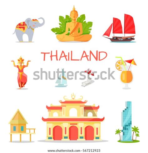 Thailand National Symbols Set Thai Cultural Stock Vector (Royalty Free ...