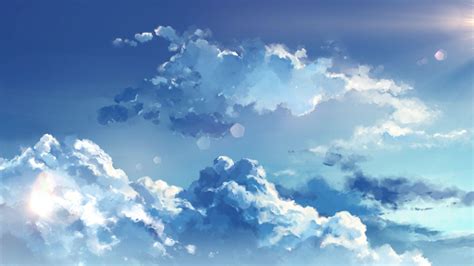 Blue Sky With Clouds Background Anime - Blue Sky Anime Wallpapers ...