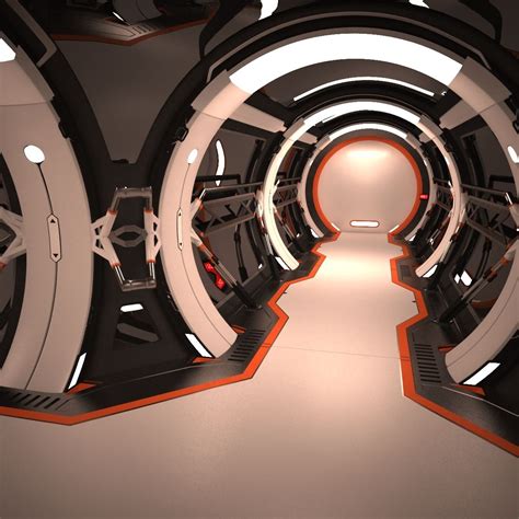 Hight poly model of Sci Fi Futuristic Spaceship Corridor interior based on my concept art. in ...