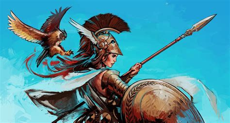 Download Eagle Woman Warrior Armor Spear Shield Athena (Deity) Fantasy Gods HD Wallpaper