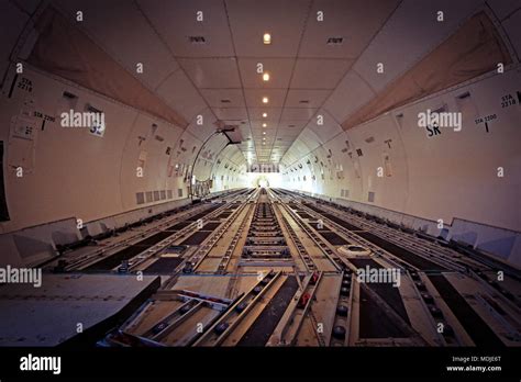 Empty Cargo Hold (Main Deck) of a Boeing 747-400 Freighter Stock Photo ...