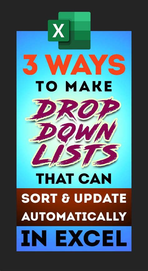 Dynamic Dropdown Lists that can sort and update auto - How To | Excel tutorials, Microsoft excel ...