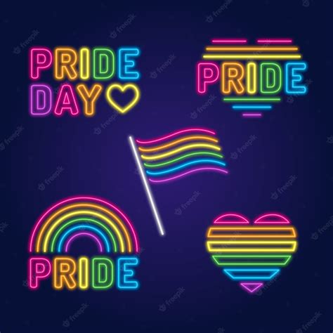 Free Vector | Pride day celebration neon signs