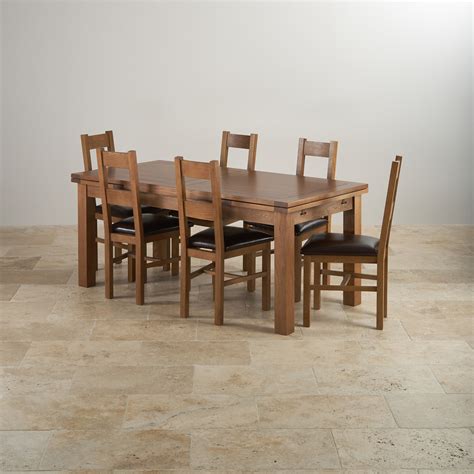 Rustic Oak Dining Set - 6ft Table with 6 Chairs