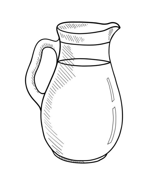 VECTOR CONTOUR DRAWING OF A MILK JUG ON A WHITE BACKGROUND | Contour drawing, White background ...