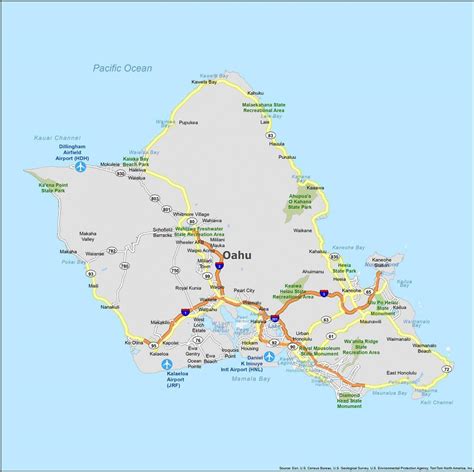 Map of Oahu Island, Hawaii - GIS Geography