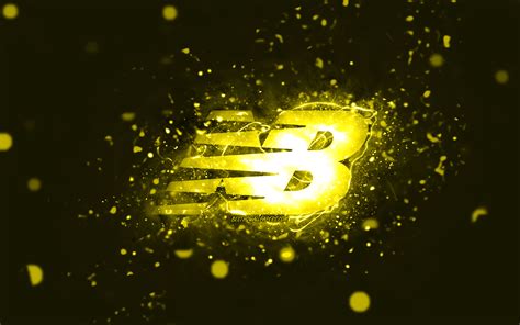 Download wallpapers New Balance yellow logo, 4k, yellow neon lights ...